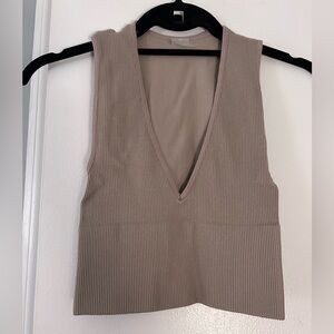Tan Ribbed Tank Top - cropped, Dynamic Brand
